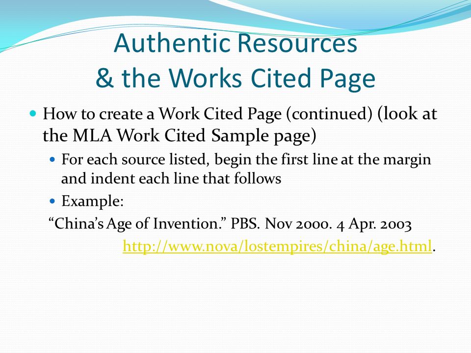 Authentic Resources the Works Cited Page ppt video online download